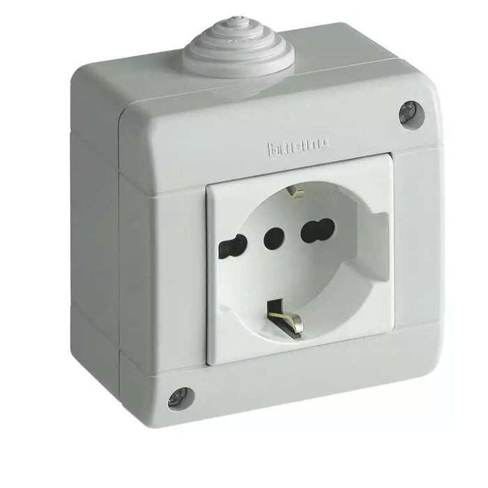Presa Schuko bipasso in custodia IP40