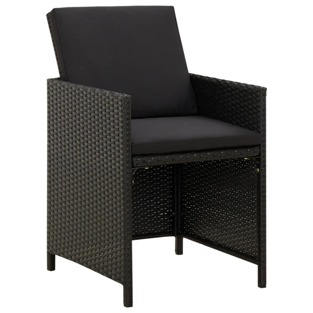 Set da Pranzo da Giardino 5 pz | Set Salotto da Giardino con Cuscini in Polyrattan Nero