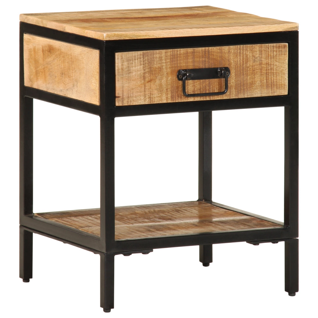 Comodino 40x35x50 cm Legno Massello Ruvido Mango