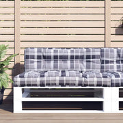 Cuscino per Pallet a Quadri Grigi 120x40x12 cm in Tessuto 360637