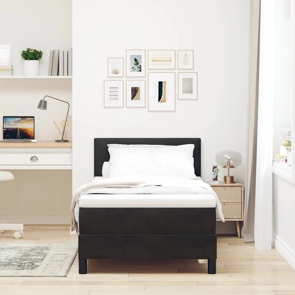Letto a Sorgente LED con materasso Nero 80 x 200 cm Velluto