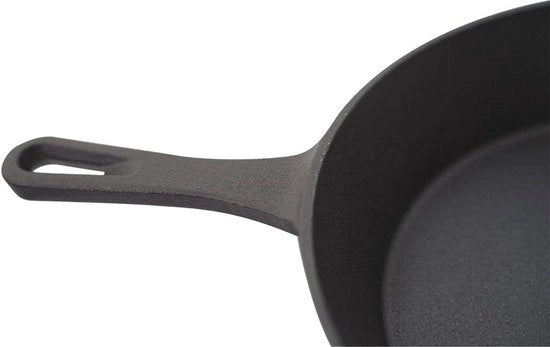 Piastra di cottura in ghisa 25 cm - padella rotonda per grigliare e cuocere - adatta per forni a gas e griglia a carbone