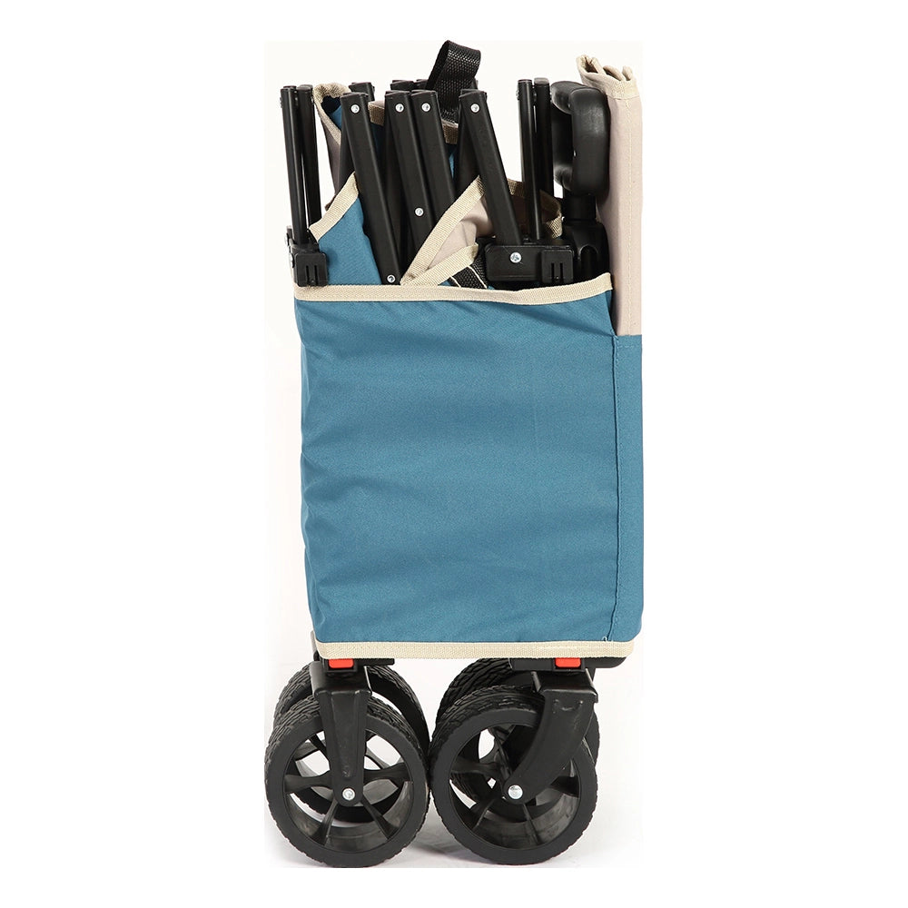 Carrello pieghevole per esterni - Xylo - Ruote fuoristrada, manico regolabile, robusto, per campeggio, shopping, pesca sportiva - Blu
