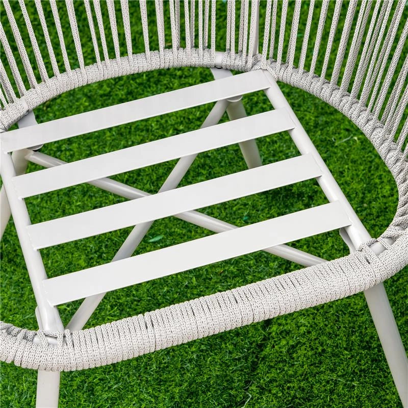 SET POLTRONCINE DA GIARDINO INTRECCIATE IN PE RATTAN CON TAVOLINO BIANCO CREMA