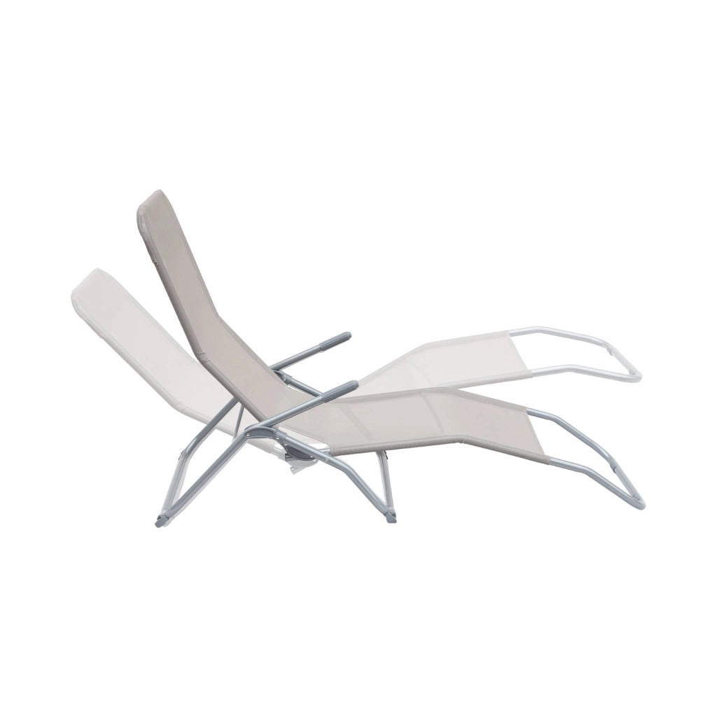 Set 2 lettini prendisole in textilene multiposizione, grigio bruno