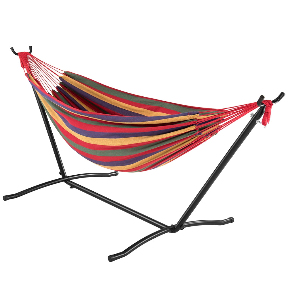 Amaca da Giardino Brasiliana Strisce Multicolore Portata 200kg Struttura Acciaio