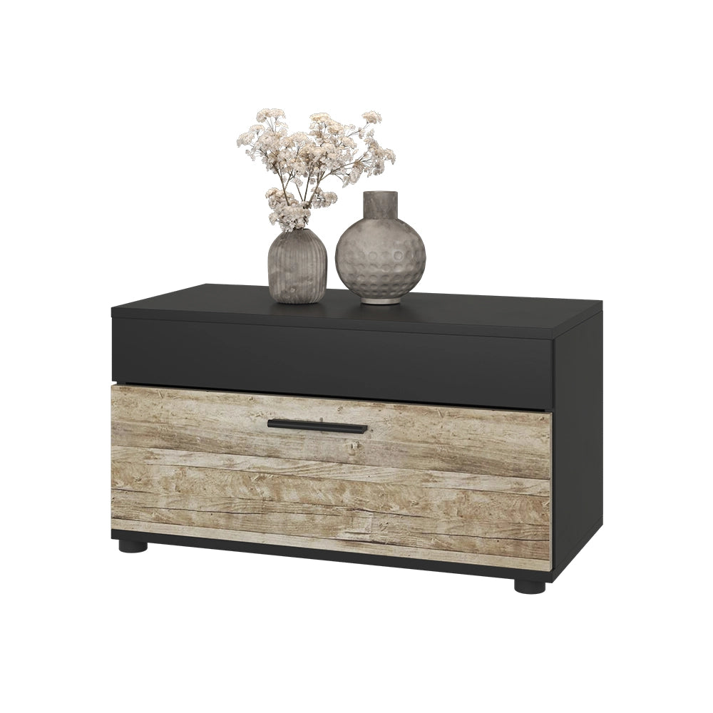 Mobile da soggiorno Berno Nero/Rovere sabbia 70.8 x 38.9 cm con porta a battente Vicco