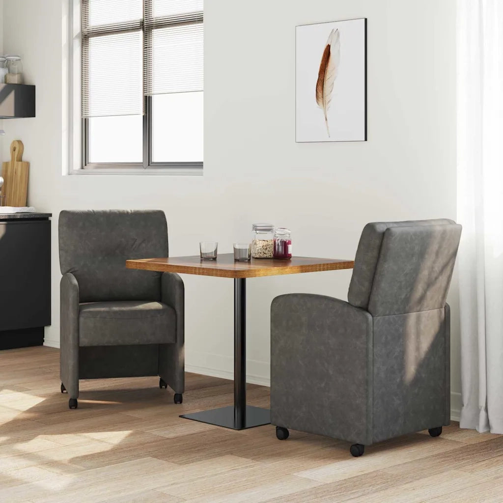 Sedie da Pranzo con Ruote con ruote 2 pcs Nero 57 x 67 x 95 cm 42017839