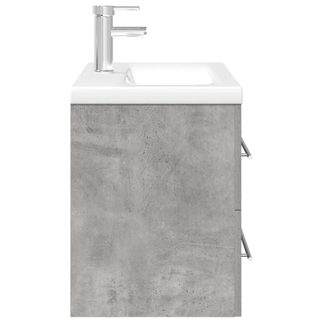 Set Mobili da Bagno 2 pz Grigio Cemento in Legno Multistrato