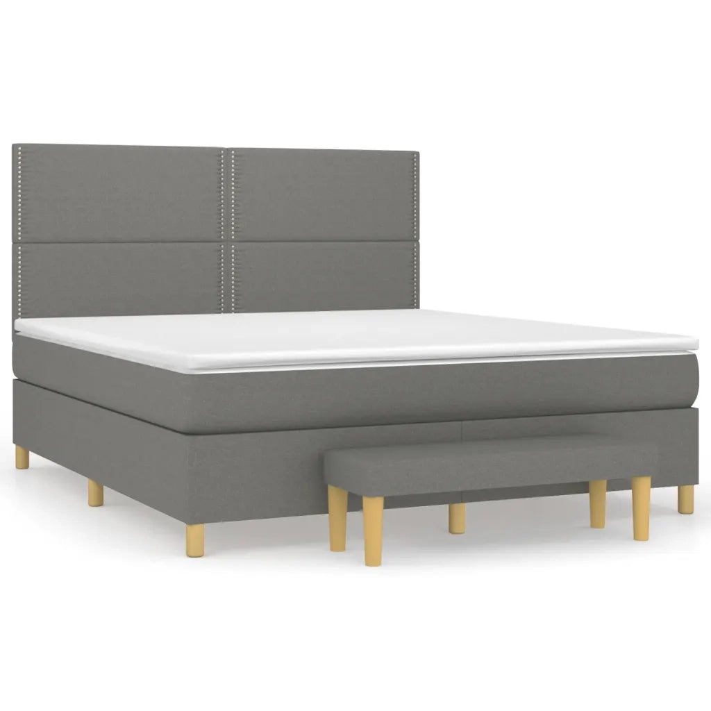 Giroletto a Molle con Materasso Grigio Scuro 160x200 cm Tessuto 3137086