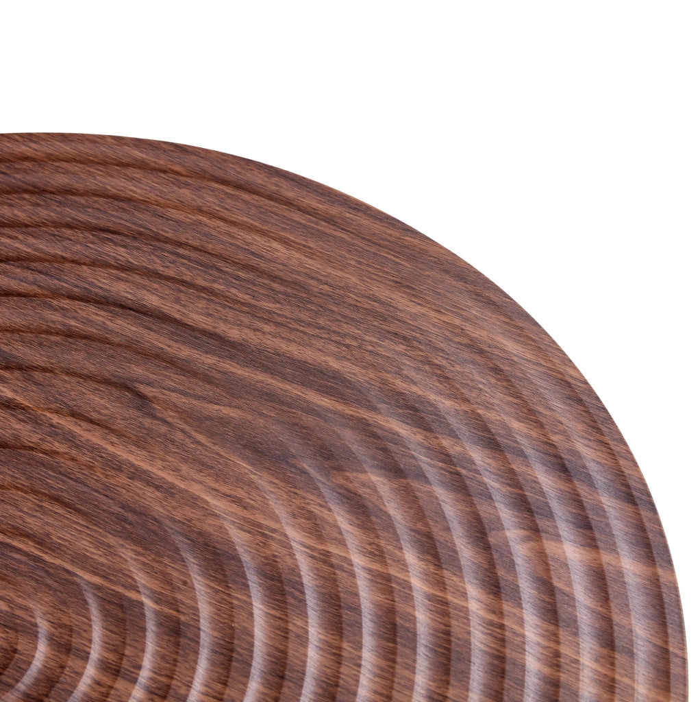 Tavolino rotondo ?60 cm in MDF effetto noce con gambe in metallo nero