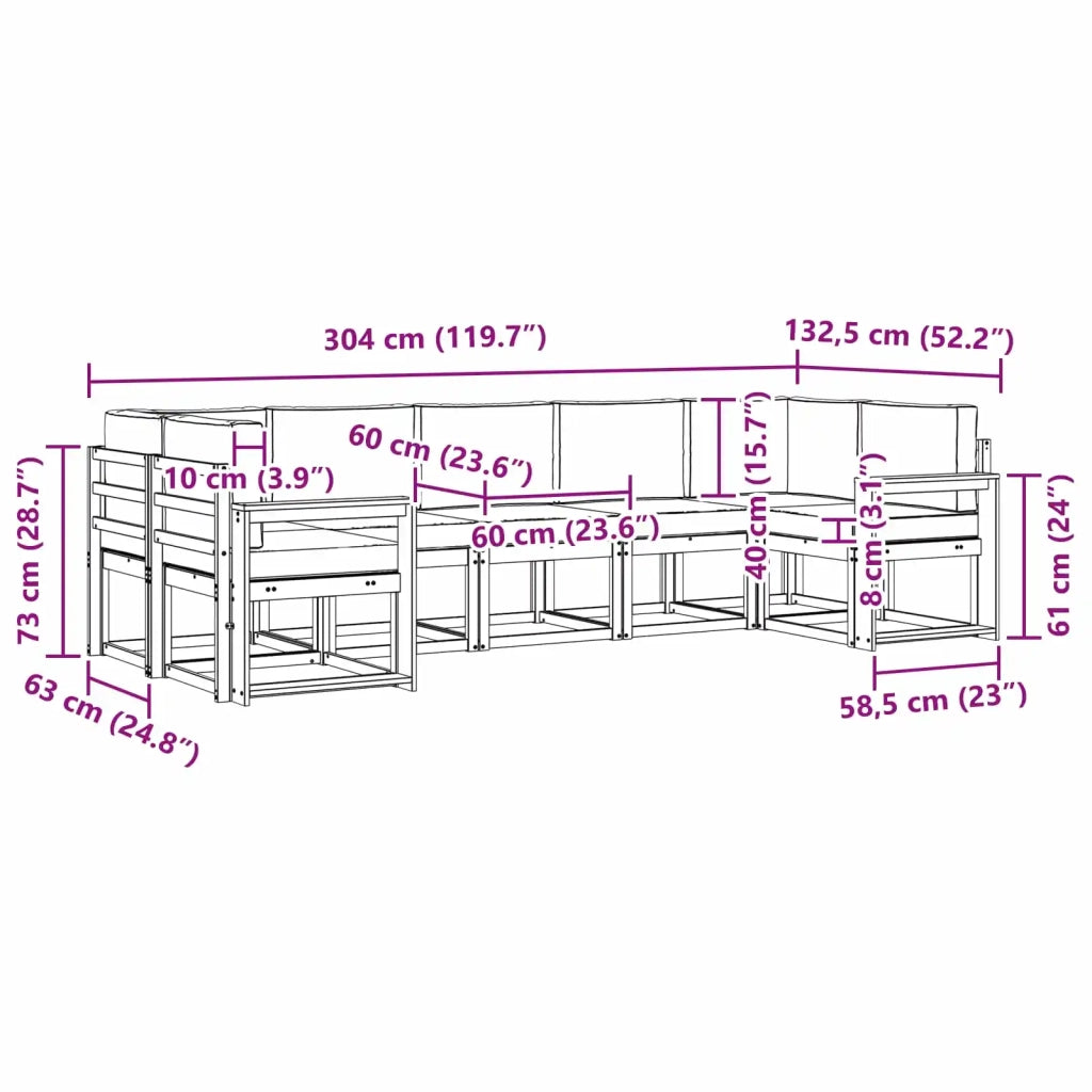 Set di divani da esterno 7 pz Bianco e Beige 3388162