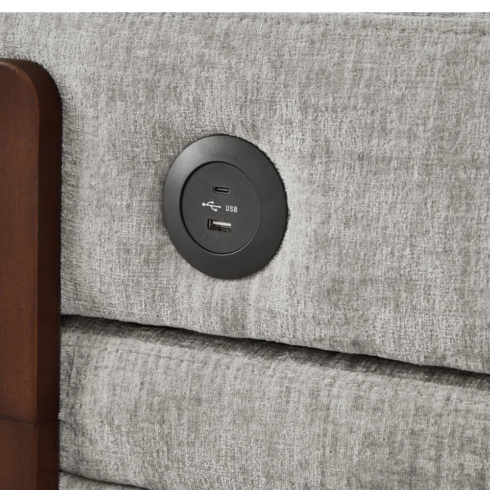 Divano Letto Pieghevole con Contenitore, USB e Braccioli ¨C Xylo ¨C Grigio Chiaro