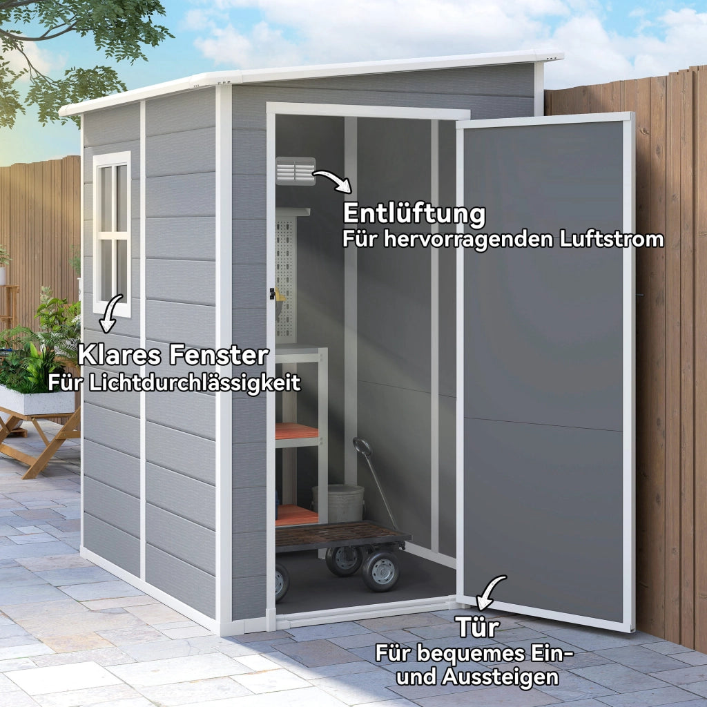 Casetta da giardino in alluminio con finestra e serratura ¨C zephmum ¨C Grigio 122x149x192/177 cm