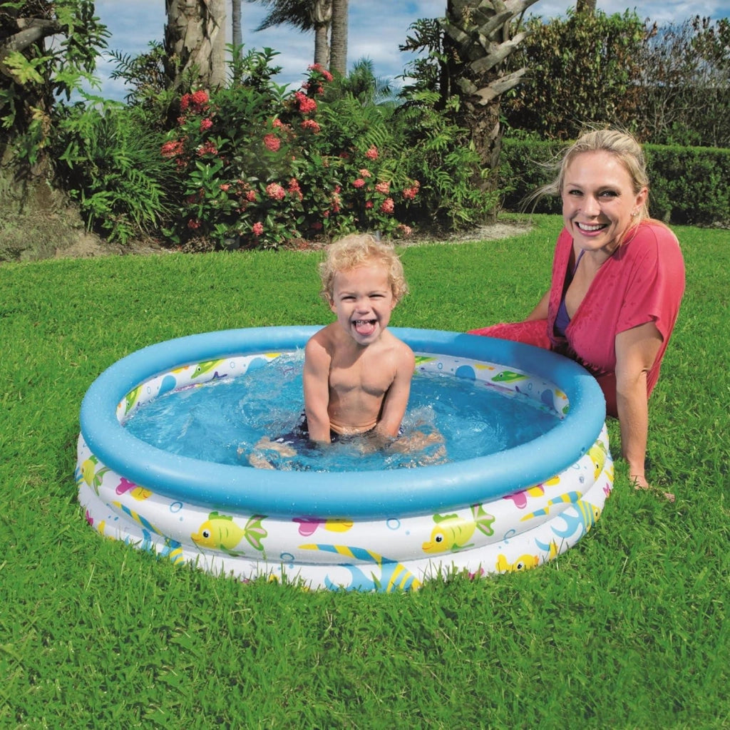 BESTWAY PISCINETTA PER BAMBINI 3 ANELLI 102X25 CM CORAL 2 ANNI+ FANTASIA PESCIOLINI