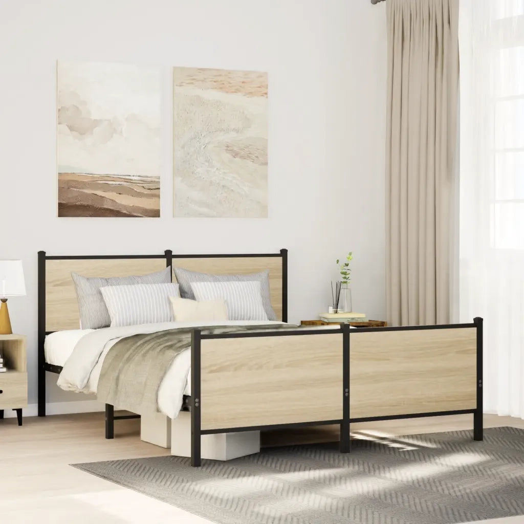Giroletto senza Materaso in Metallo Rovere Sonoma 140x190 cm 3301360