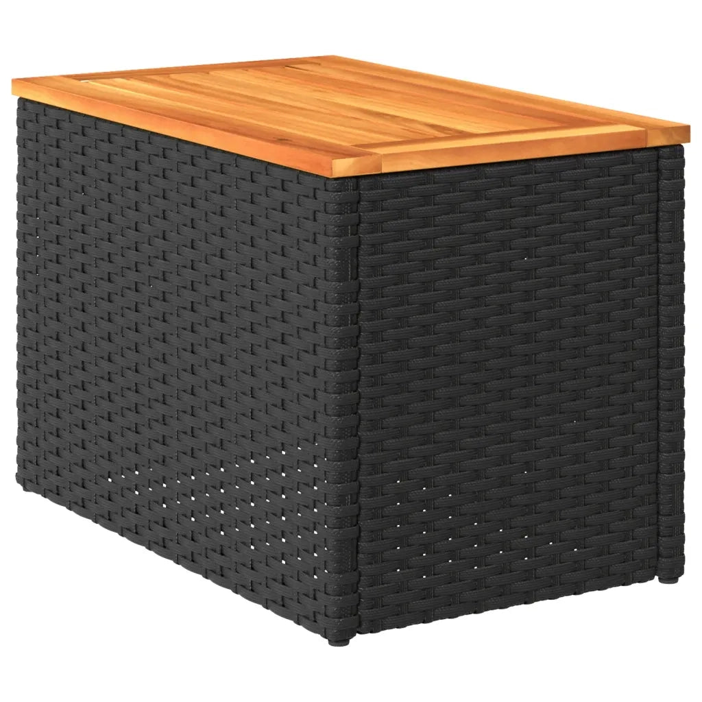 Tavolini Giardino 2 pz | Tavolino da esterno Neri 55x34x37cm Polyrattan Legno Massello