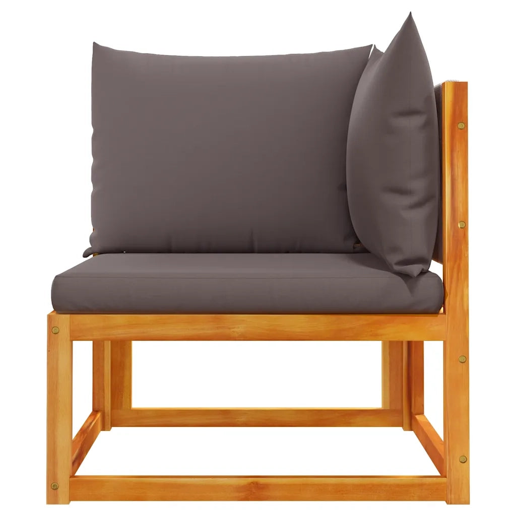 Divano da giardino angolare con cuscini in legno di acacia e corda 4008160