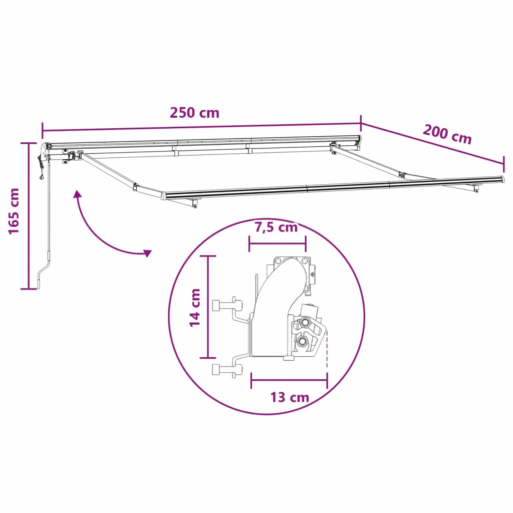 Tenda Retrattile Grigio chiaro e bianco 2,5 x 2 m Tessuto 3425613