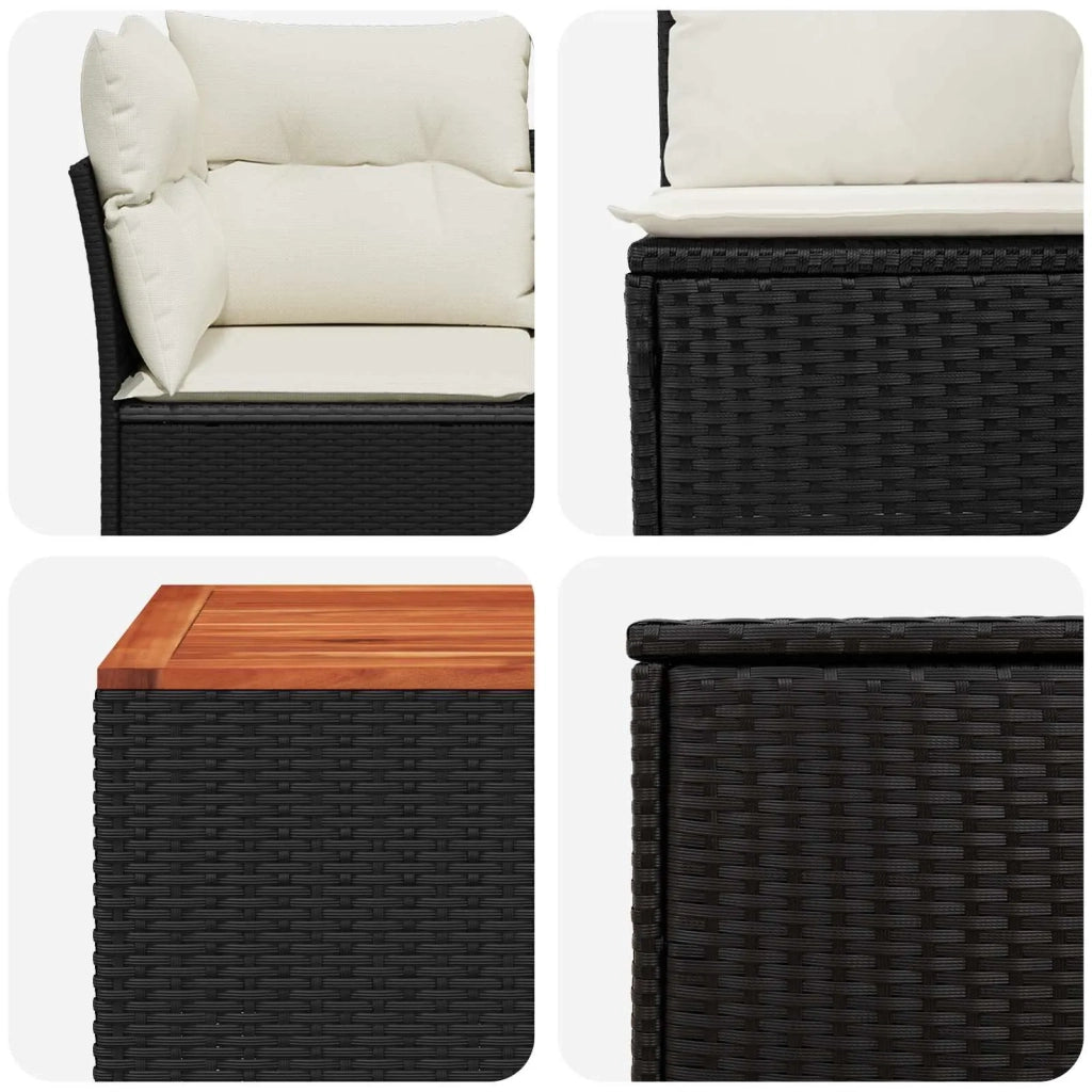 Set di divani 8 pz Nero e Bianco Crema 3448267