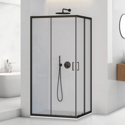 Box doccia angolare 80x120 cm nero opaco con doppio scorrevole  Tay