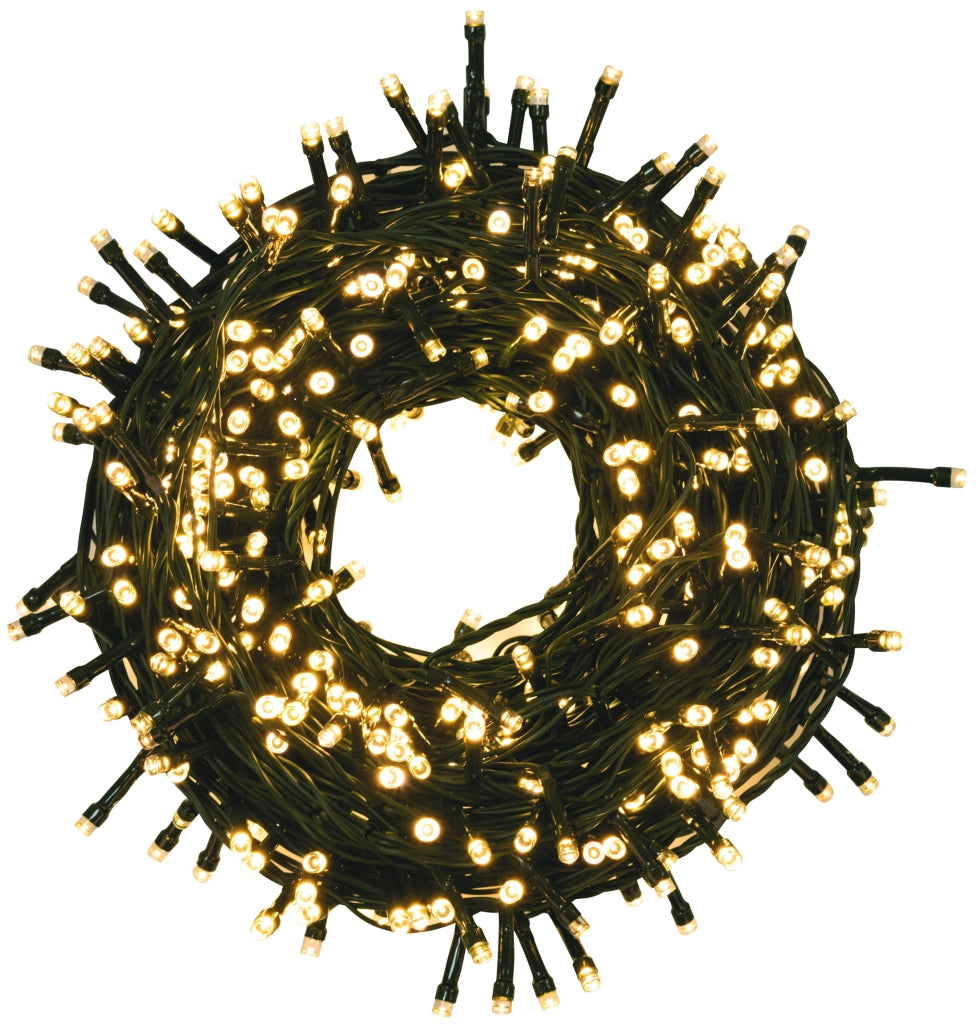 LUCI DI NATALE PER INTERNO ED ESTERNO BIANCO CALDO  500 led cavo luci 22,5 mt.
