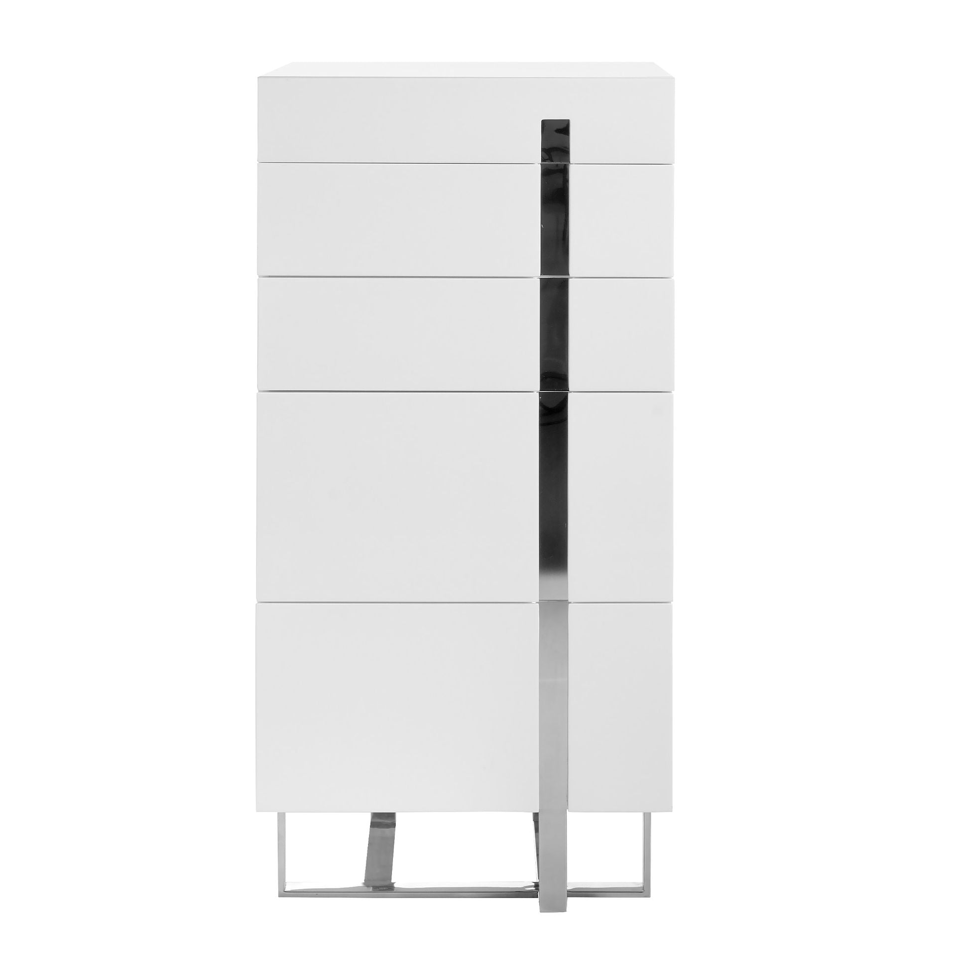 Chiffoniera in legno bianco e acciaio cromato