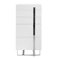 Chiffoniera in legno bianco e acciaio cromato