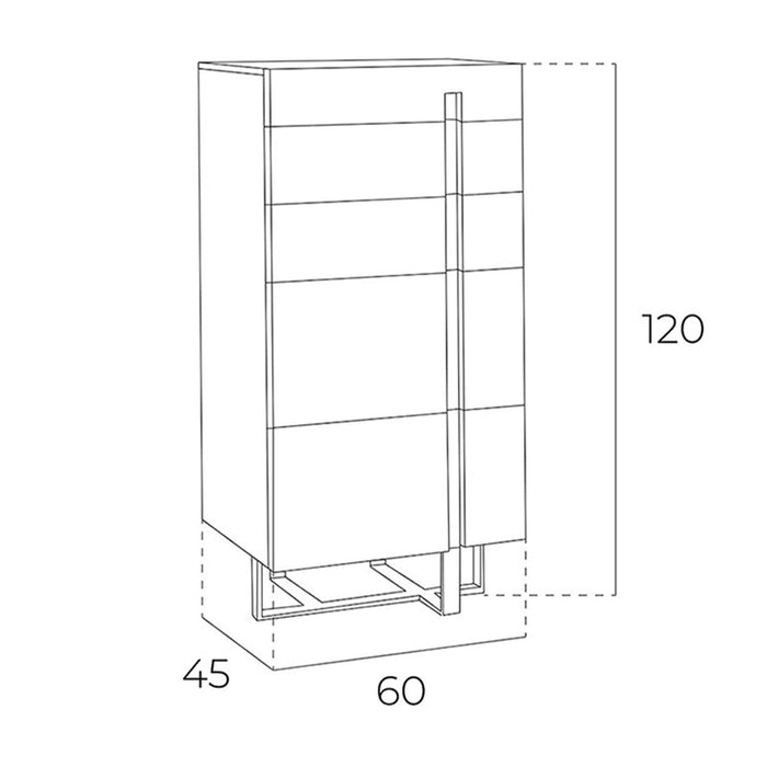 Chiffoniera in legno bianco e acciaio cromato