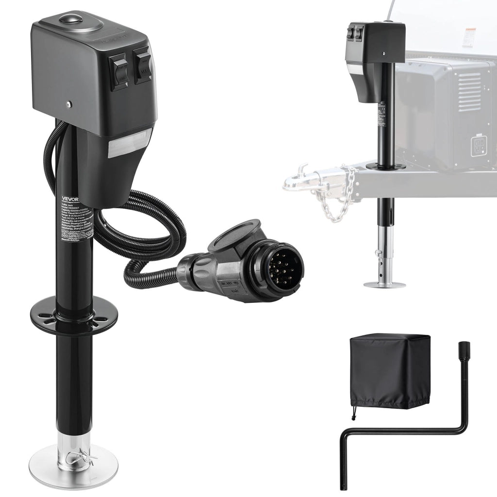 Martinetto Elettrico per Rimorchio HH5000T, Cric 2268 kg con Luce LED e Copertura Impermeabile, Corsa 230-686 mm per Camper Roulotte