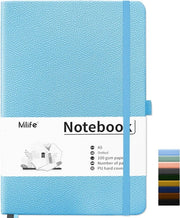 Taccuino con Punti - Adatto per Ufficio - 200 Pagine - Blu Pastello - Copertina in PU Rigida