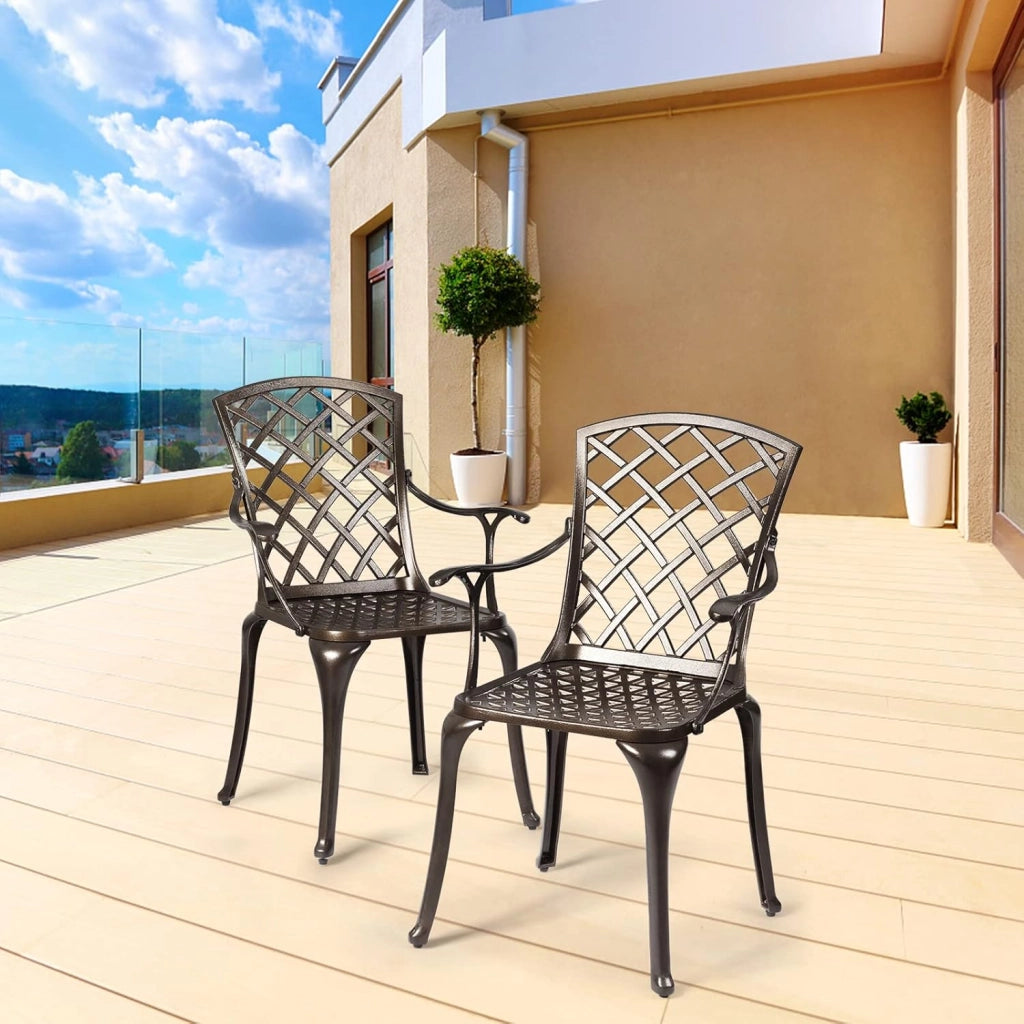 Set di 2 Sedie da Giardino, da Bistrò, in Alluminio Pressofuso, Sedie a Mosaico in Ferro con Schienali e Braccioli, da Giardino, Stile Anticato, Portata Fino a 110 kg