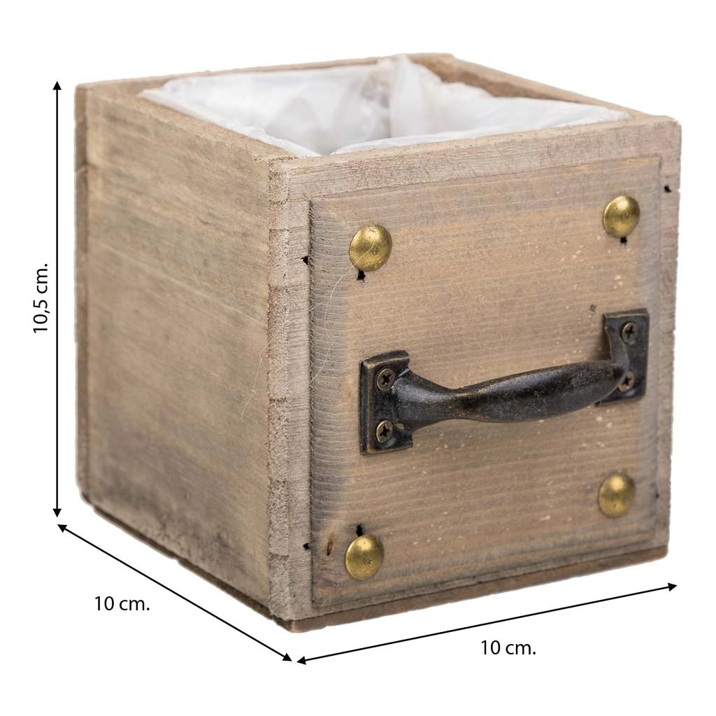 Scatola in legno marrone 14x14x12h cm