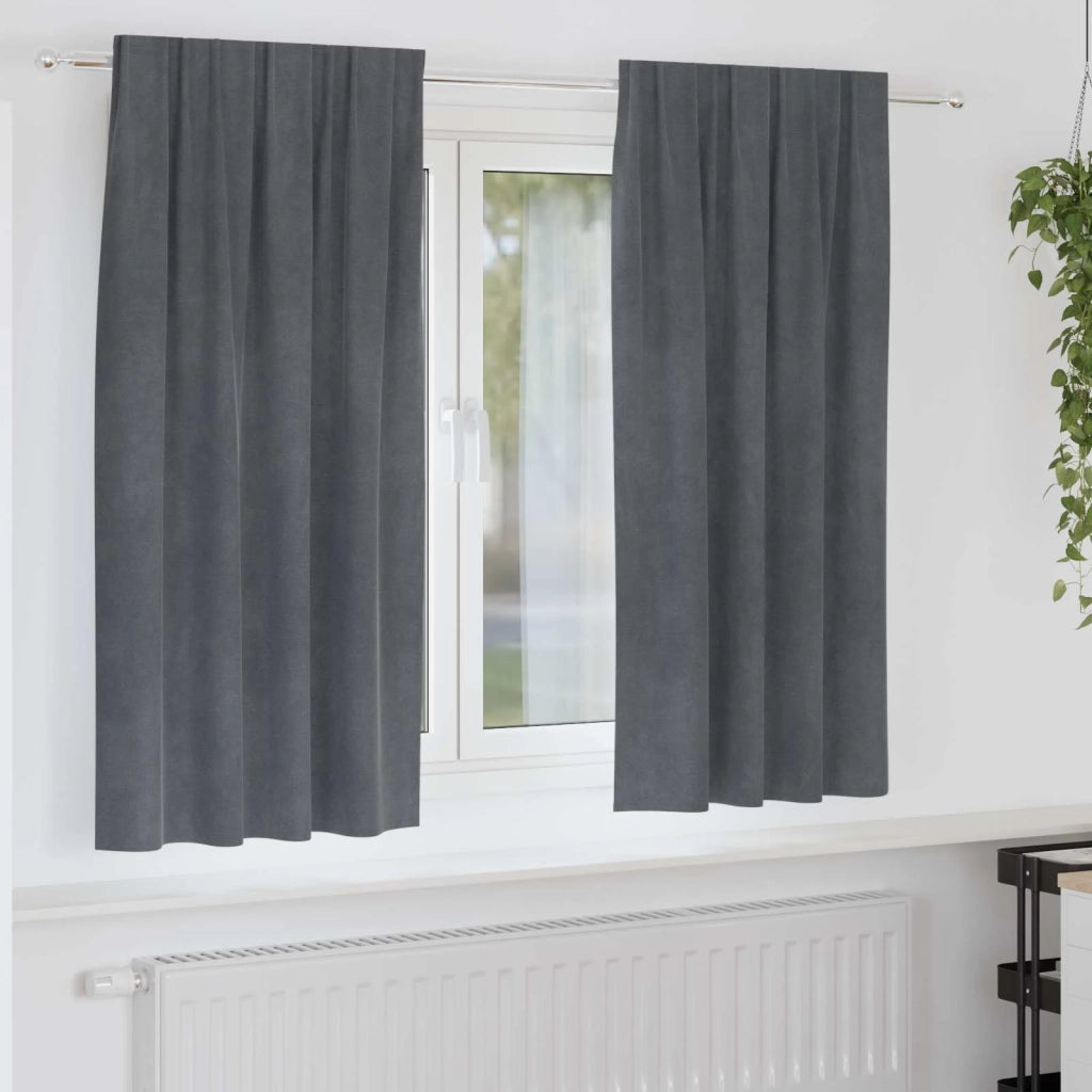 Tende Oscuranti | Tende Blackout 2 pz Grigio chiaro 140 x 175 cm Velluto