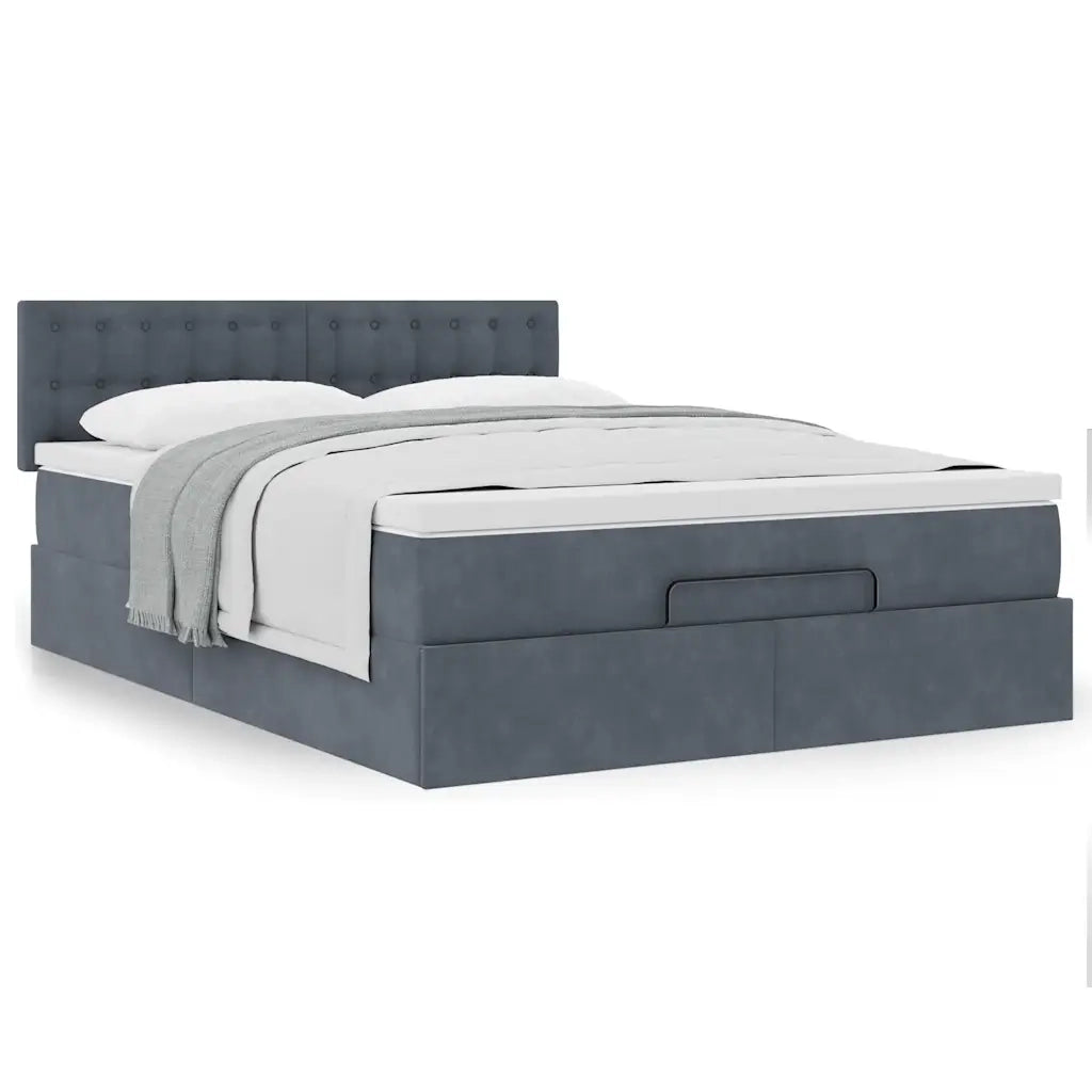 Struttura Letto Pouf con Materasso 140x190 cm Velluto 3311916