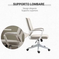 Sedia da Ufficio Ergonomica con Altezza Regolabile e Funzione Dondolo, 62x69x92-100cm, Beige