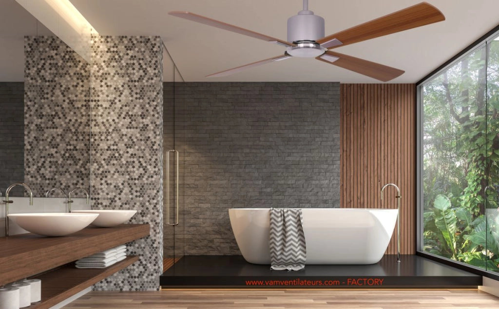 Vam Ventilatore da soffitto a risparmio energetico FACTORY Wi-Fi nero 91 cm telecomando 6 velocità