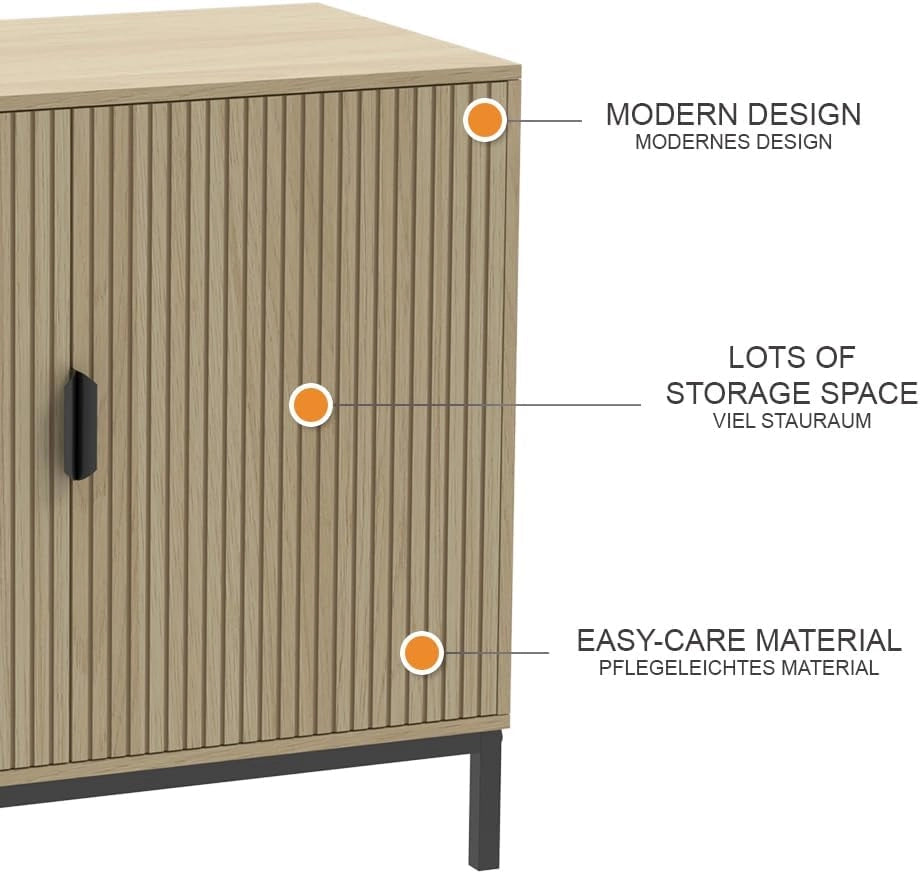 Cassettiera Lennox, Rovere, 80 x 45 cm con 2 porte