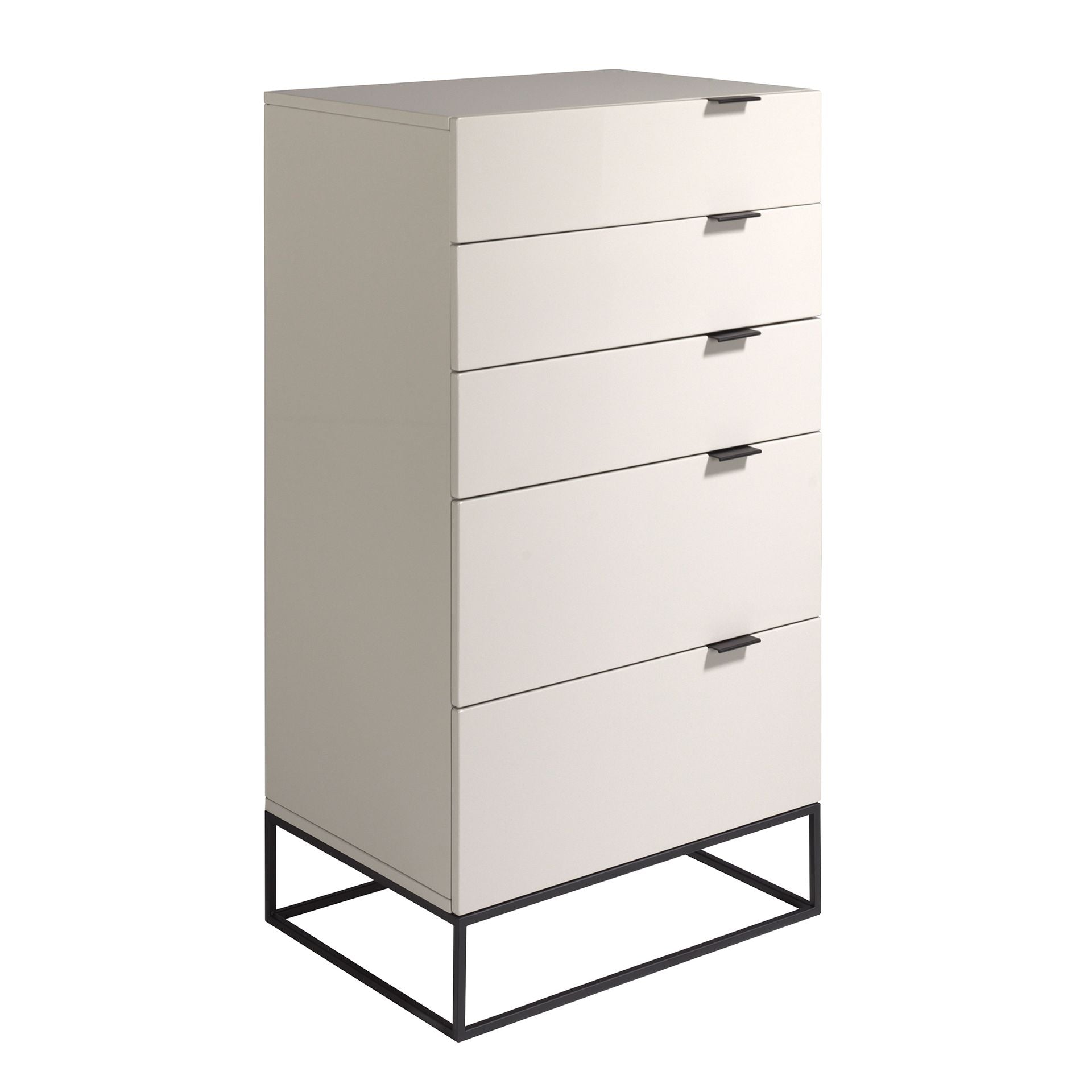 Chiffoniera legno grigio e acciaio nero