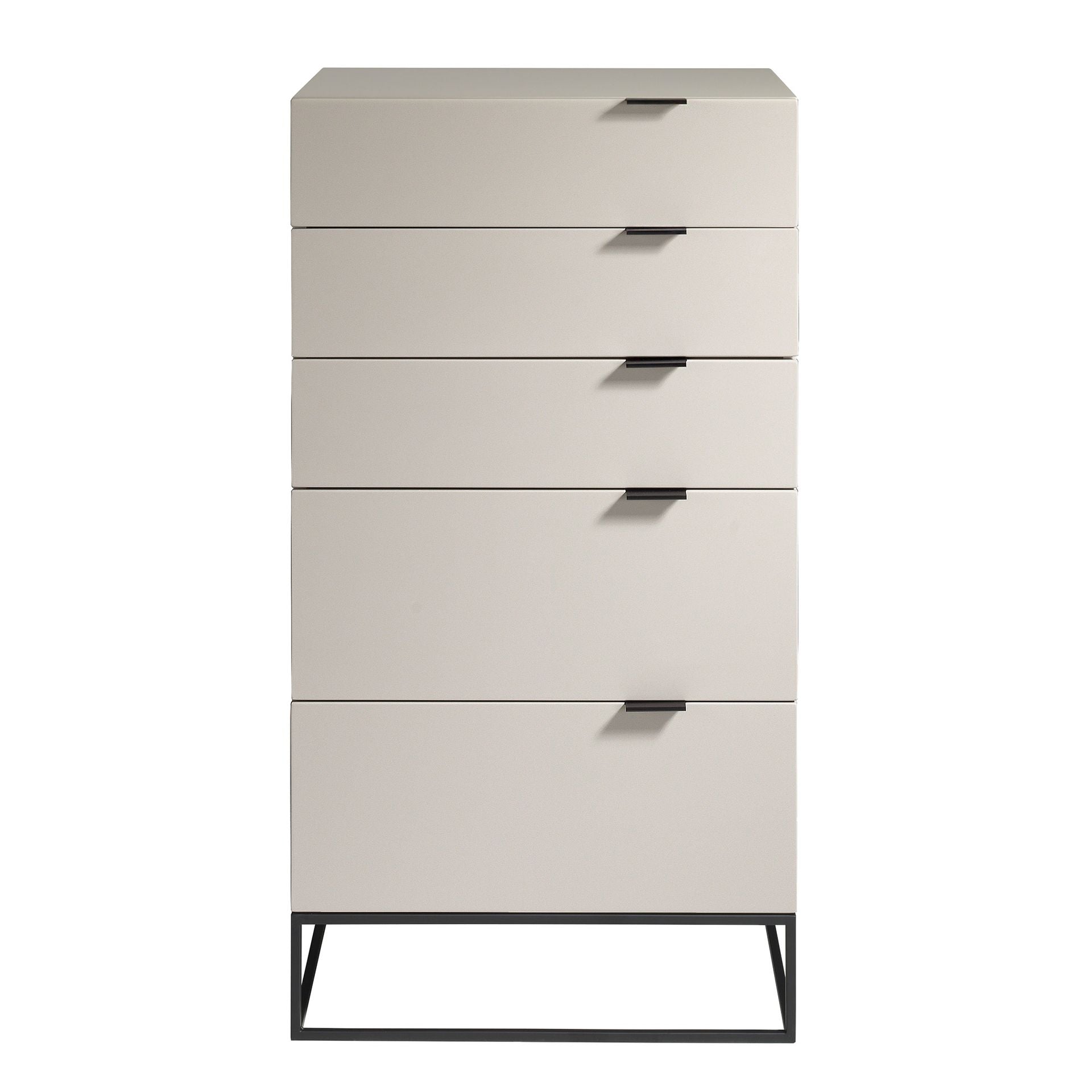 Chiffoniera legno grigio e acciaio nero
