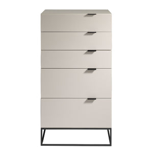 Chiffoniera legno grigio e acciaio nero