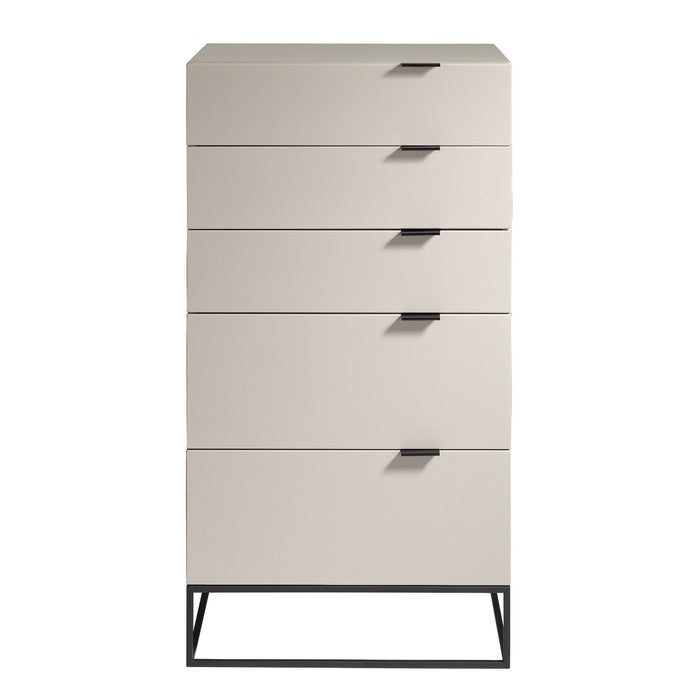 Chiffoniera legno grigio e acciaio nero