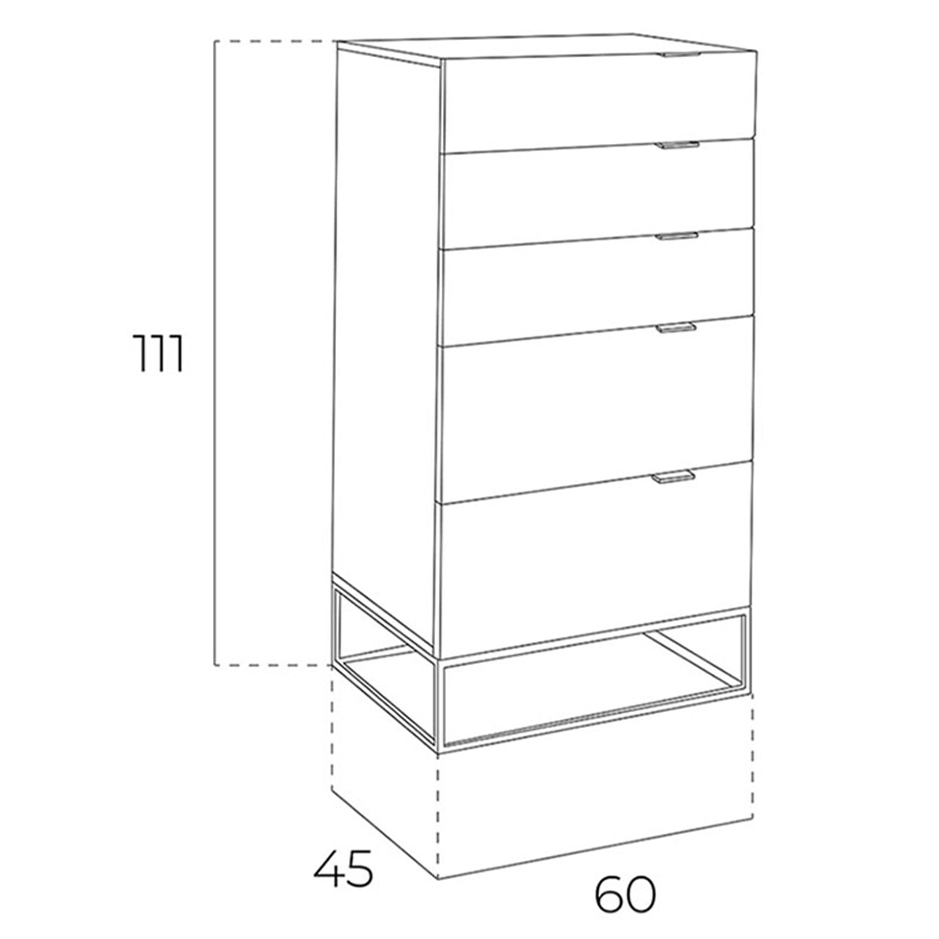 Chiffoniera legno grigio e acciaio nero
