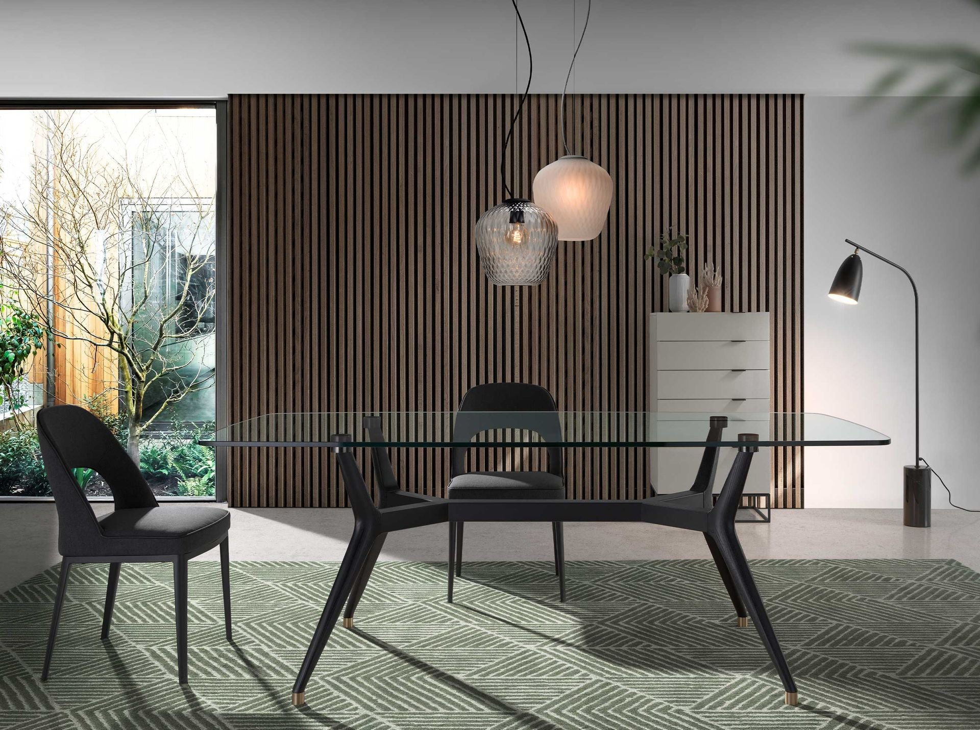 Chiffoniera legno grigio e acciaio nero