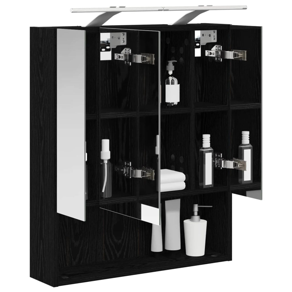 Mobiletto per specchio da bagno Rovere Nero 60 x 14.5 x 70 cm 889192