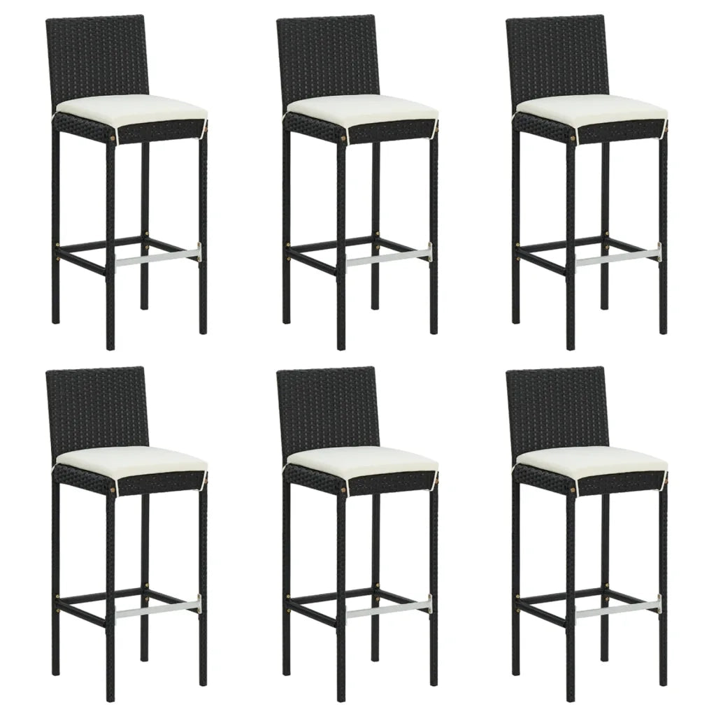 Set Bar da Giardino 7 pz con Cuscini in Polyrattan Nero 3187627
