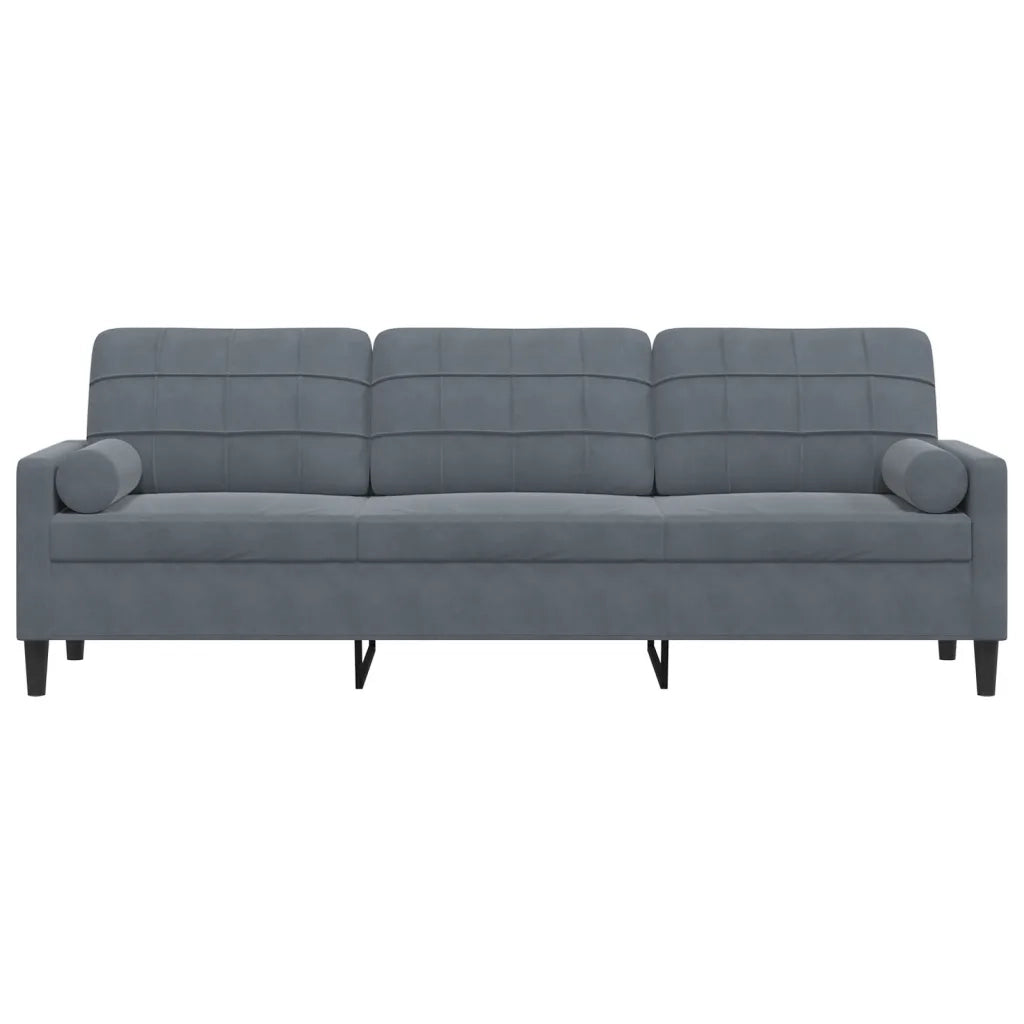 Divano a 3 Posti con Cuscini Grigio Scuro 210 cm in Velluto 3278240