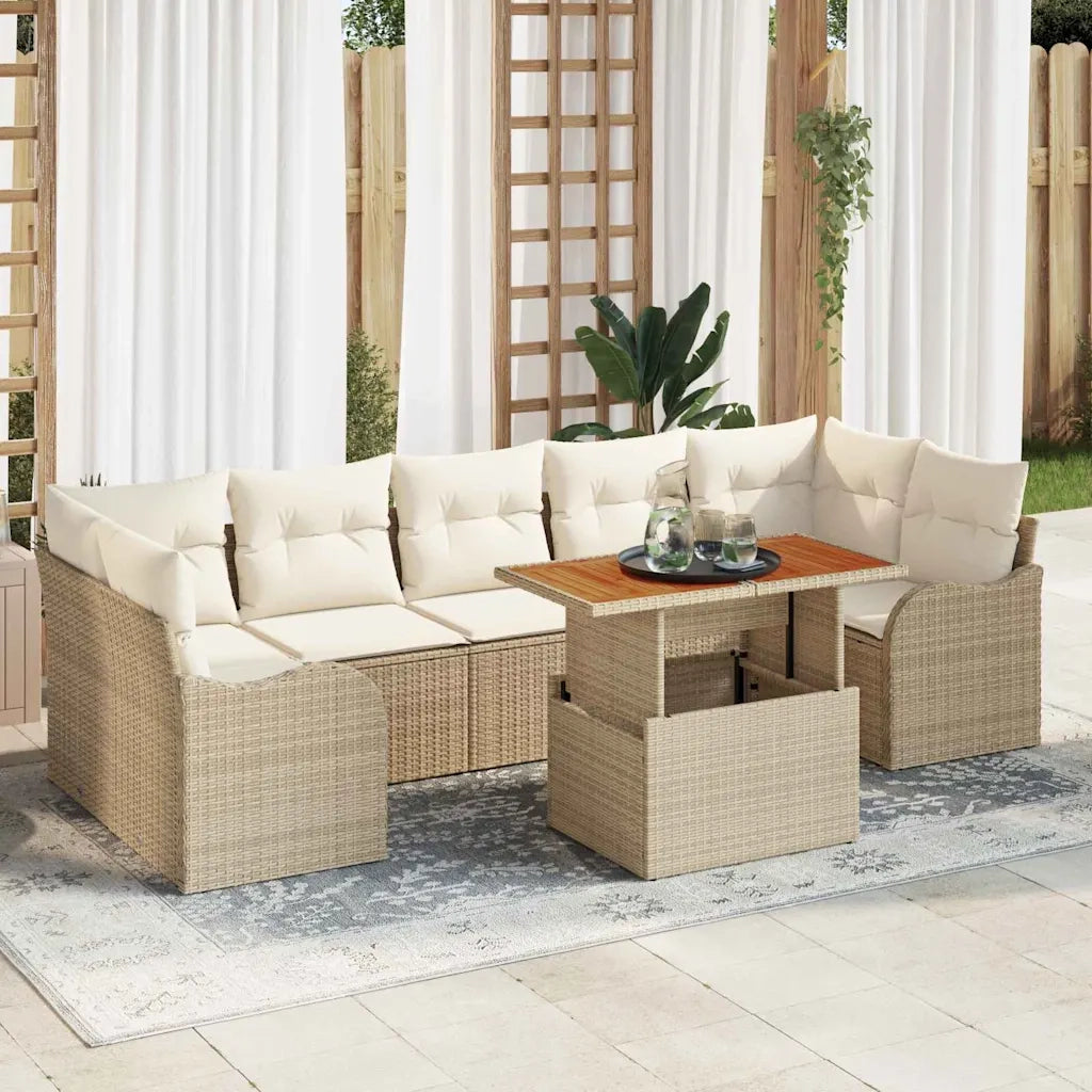 Set Divano da Giardino 8 pcs Beige e Crema polyrattan 3349427
