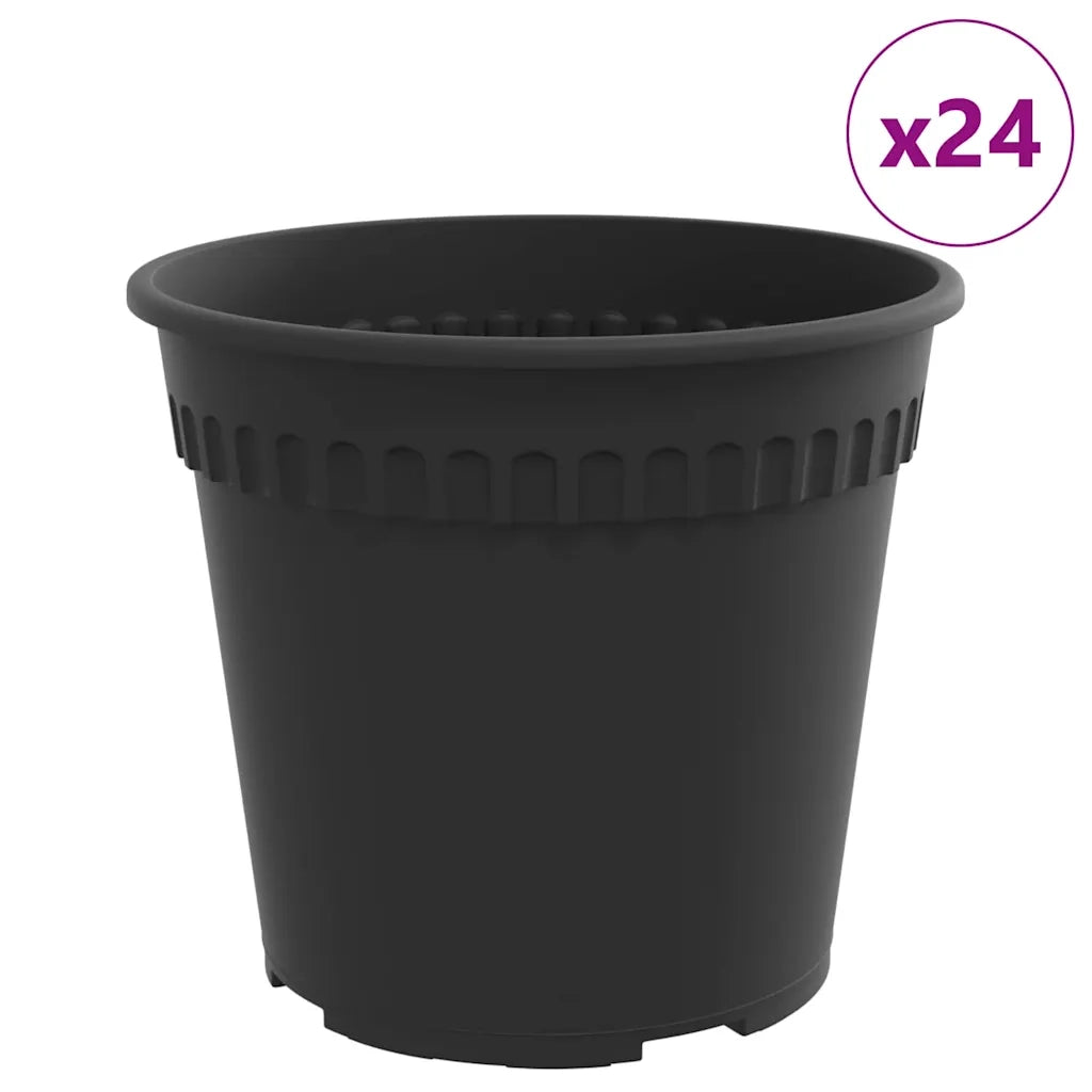Vaso Rotondo per Fiori 24 pcs Nero Ø 19 x 16 cm Plastica 42020278