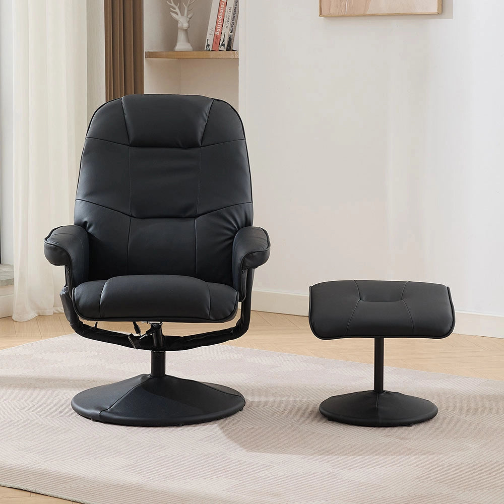 Poltrona massage - Xylo - riscaldamento PU girevole 360° con poggiapiedi nero